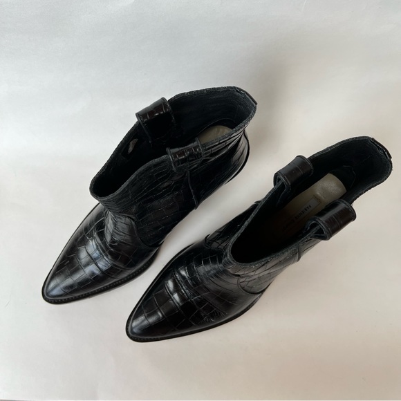 Fabienne Chapot Crocodile Embossed Leather Ankle Boots - Picture 5 of 8